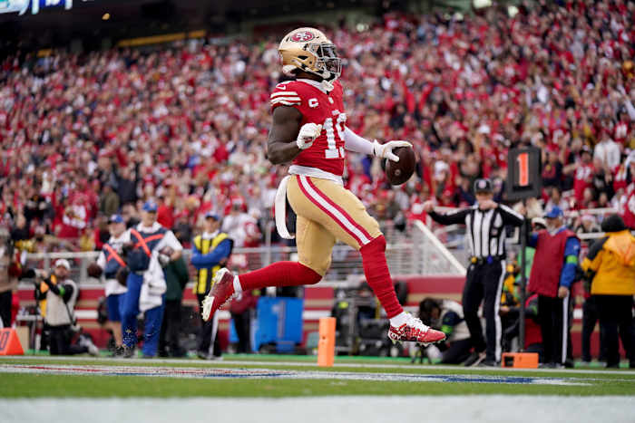 Deebo Samuel scampering into the endzone vs. the Seattle Seahawks (10th Dec., 2023)
